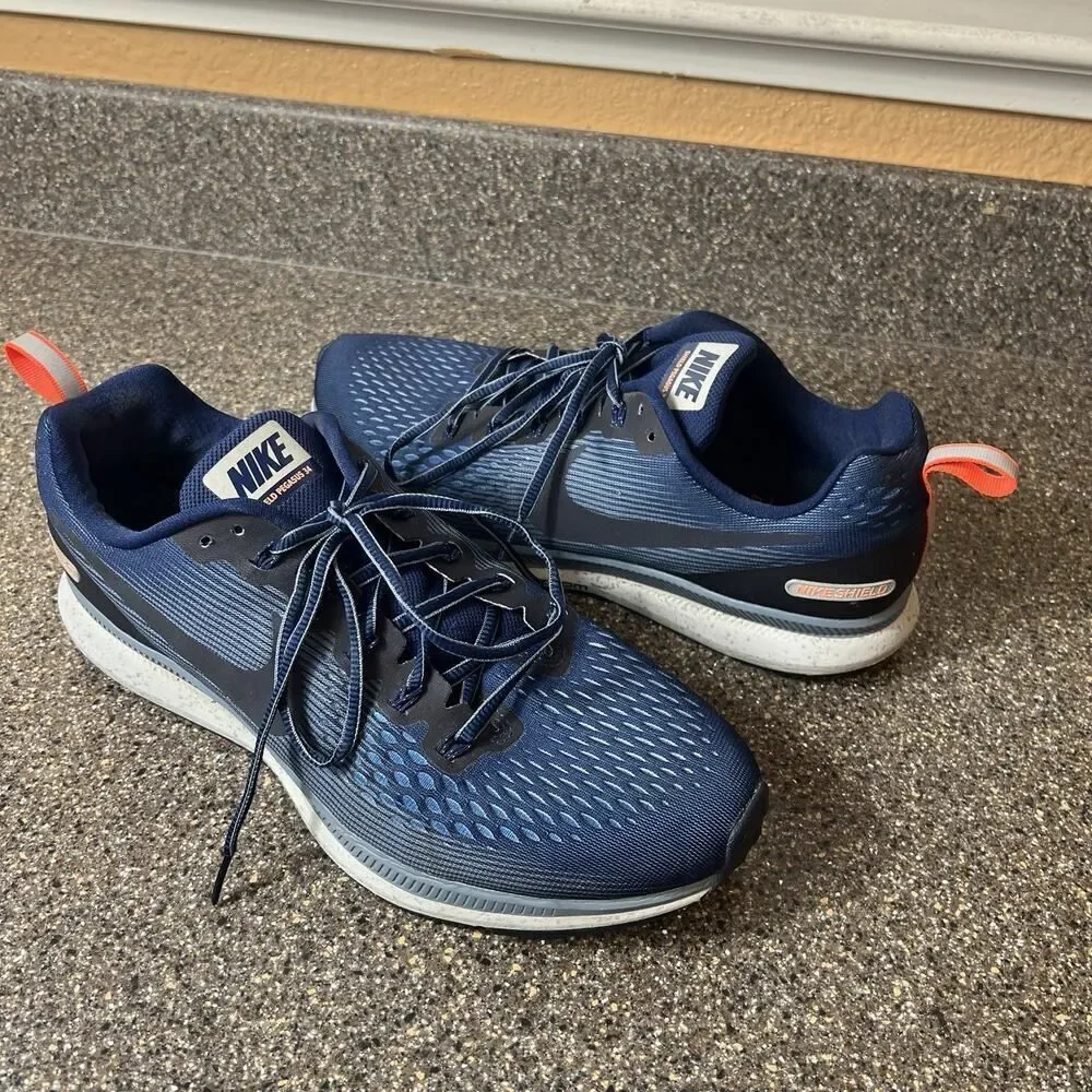 Nike Air Zoom Pegasus 34 Shield Mens Sz 11 Running Shoe Blue Obsidian 907327-400